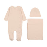 Mema Knits Soft Pink Solid Side Snap Take Me Home Set