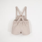 Popelin Beige Velvet Suspender Shorts