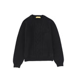 Le Bourdon Black Braided Knit Sweater