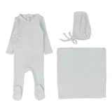 Lilette Sky Blue Pinpoint Wrapover Layette Set