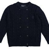 Belati Navy Cable Double Breasted Emblem Sweater