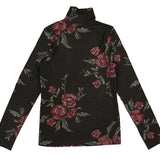 Belati Black Floral Modal Mockneck