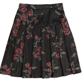 Belati Black Floral Pleated Skirt