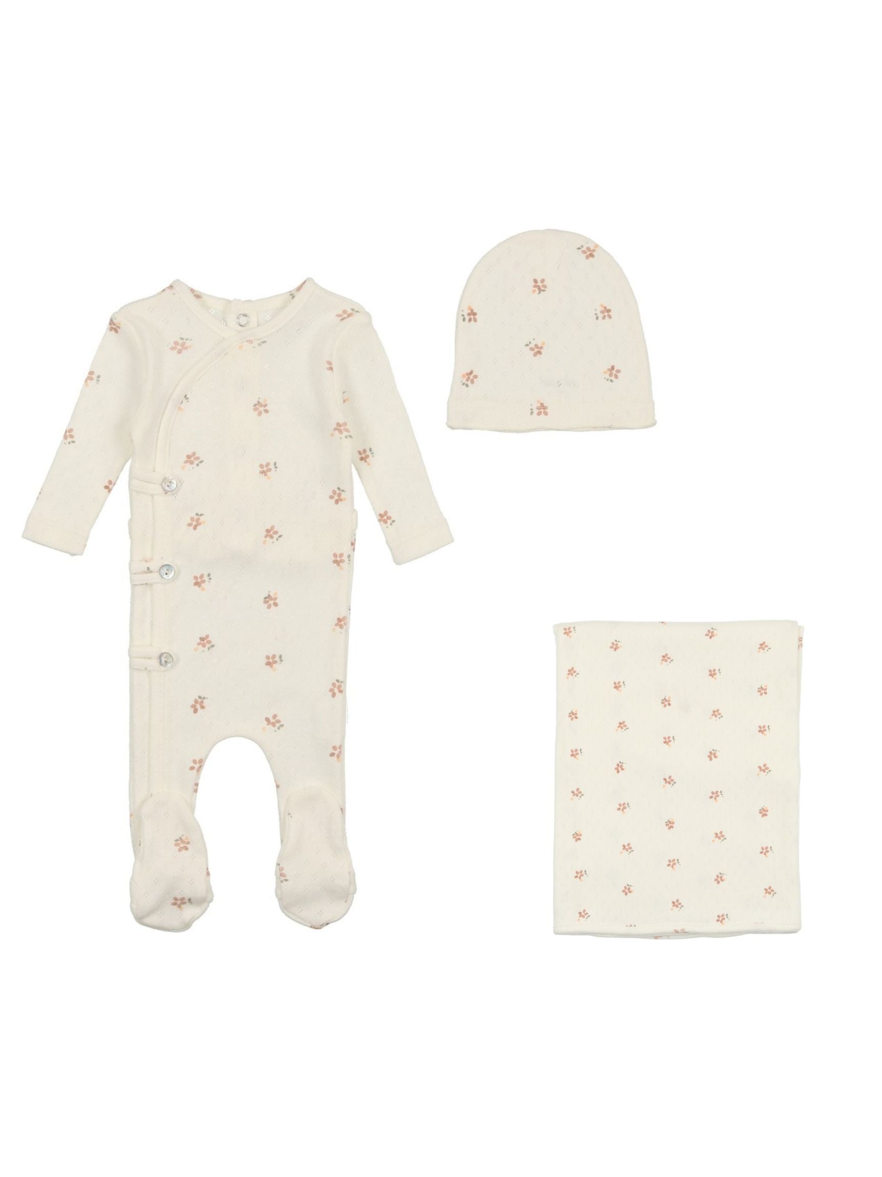 Bee & Dee IvoryPink Printed Pointelle Take Me Home Set