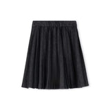 Hello Yellow Black Denim Pleated Skirt