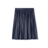 Mallory and Merlot Navy Brice Leather Pleated Skirt