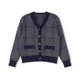 Harper James Charcoal Checked Houndstooth Trimming Cardigan