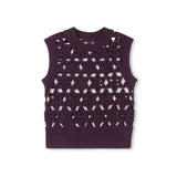 Mallory and Merlot Burgundy Flower Crochet Vest