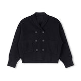 Harper James Black Double Breasted Chunky Knit Cardigan