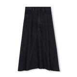 Vibe Black Denim Release Hem Midi Skirt