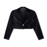 One Child Black Velour Cropped Core Blazer