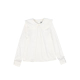 Bace White Peter Pan Front Pleat Blouse