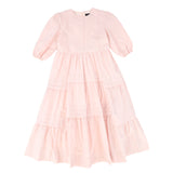 Bamboo Mauve Poplin Tiered Pleated Dress