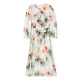 Minimal Floral Paint Petals Midi Dress