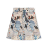 Cabana Multi Painted Denim Button Down Skirt