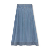 Cabana Light Blue Denim Paneled Stitch Maxi Skirt