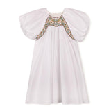 Lilou White Poplin Embroidery Chest Detail Dress