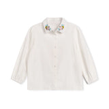 Minimal White Stirling Embroidered Collared Blouse