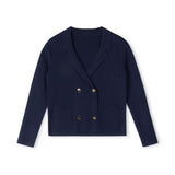 Mallory and Merlot Navy Ranger Silk Knit Double Breasted Blazer