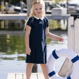 Analogie Navy Short Sleeve Pique Dress