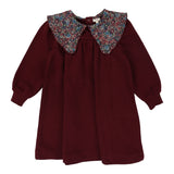 Lil Legs Burgundy Floral Collar Sweatshirt Dress