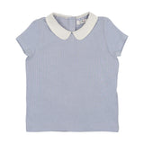 Coco Blanc Light Blue Peter Pan Ribbed Top