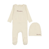 Lilette Milk/Pink Cotton Word Footie Set