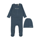 Lilette Off Navy Cotton Word Footie Set