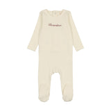 Lilette Milk/Pink Cotton Word Footie