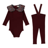 Lil Legs Burgundy Oversize Collar Tee Set