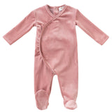 Kipp Grapefruit Pointelle Velour Footie