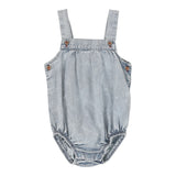 Analogie Blue Wash Heart Button Romper