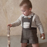 Popelin Brown Plaid Woolen Overalls