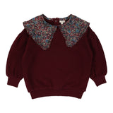 Lil Legs Burgundy Floral Collar Sweatshirt