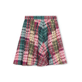 Lilou Multi Plaid Textured Wool Pleated Skirt