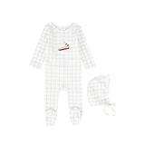 Bebe Jolee Blue Checked Sailboat Ribbed Footie