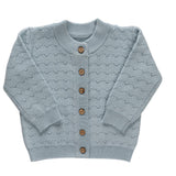 Kipp Sage Zig Zag Pointelle Knit Cardigan