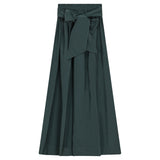 Gem Moss Belted Taffeta Skirt