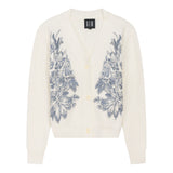 Gem Winter White Embroidered Cardigan