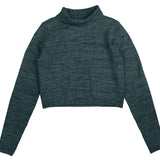 Hev Teal Crop Marled Knit Turtleneck