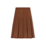 Mallory and Merlot Brown Pleated Wool Skirt