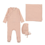 Lilette Peach Pinpoint Wrapover Layette Set