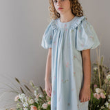 Steph Light Blue Embroidered Babydoll Dress