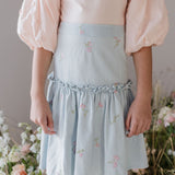 Steph Pale Wash Chambray Embroidery Skirt