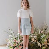 Steph Pale Wash Chambray Shirred Waist Skirt