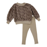 Analogie Taupe Floral Velour Girls Set