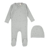 Lilette Dusty Blue Clover Wrapover Footie Set