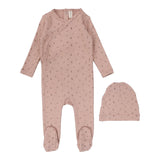 Lilette Pink Scattered Branch Wrapover Footie Set