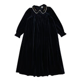 Lil Legs Navy Velour Collar Maxi