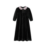 Nou Nelle Black Velour Collar Robe